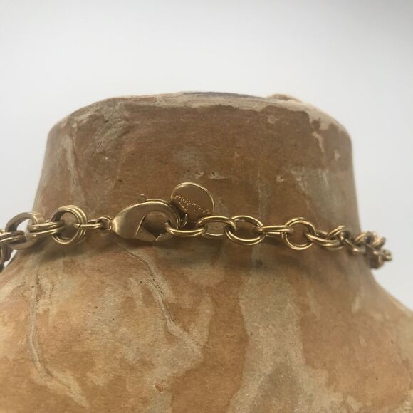 Stella & Dot Beaded Bib Statement Necklace Green Gold Princess Length Chain Link - Picture 10 of 12